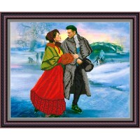 Рисунок - схема на ткани - "Свидание на катке"