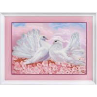 "Любовь и голуби" Рисунок на ткани