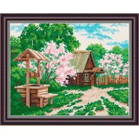 Рисунок - схема на ткани - "Яблони в цвету"