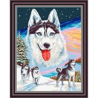 Рисунок - схема на ткани - "Хаски"