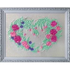 Набор для вышивания лентами "Розовое сердце"