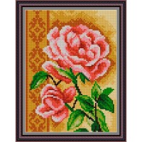 Рисунок - схема на ткани - "Роза с орнаментом"