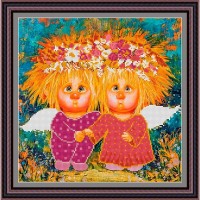 Рисунок - схема на ткани - по картине Люси Чувиляевой "Ангелы дружбы и согласия"