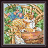 Рисунок - схема на ткани - "Солнечный кот"