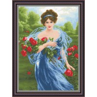 Рисунок - схема на ткани - "Девушка с розами"