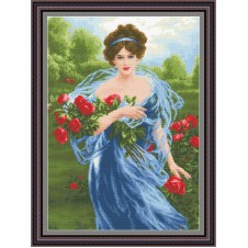 Рисунок - схема на ткани - "Девушка с розами"