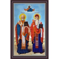 Рисунок - схема на ткани - Икона "Св. Николай, Св. Спиридон"