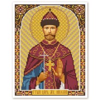 Схема на ткани для вышивания бисером иконы «Св. Мч. Царь Николай