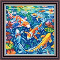 Рисунок - схема на ткани - "Карпы Кои-5"
