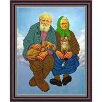 Рисунок - схема на ткани - "Пётр и Феврония"