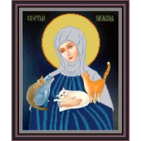 Рисунок - схема на ткани - Икона "Гертруда Нивельская - покровительница кошек"