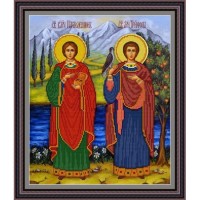Рисунок - схема на ткани - Икона "Св. Пантелеймон, Св. Трифон"