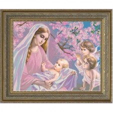"Мадонна с младенцем" Рисунок на ткани