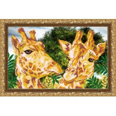 Рисунок на ткани для вышивания бисером "Жирафы"