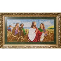 Рисунок на канве для вышивания бисером "Иисус с апостолами в поле"