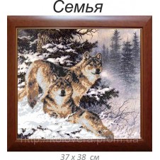 Рисунок на ткани для вышивания бисером "Семья волков"