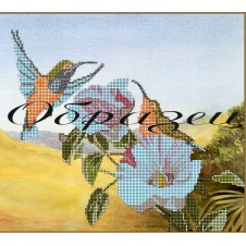 Рисунок на ткани под вышивку бисером "Цветы и колибри-1"