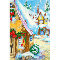 Рисунок на ткани для вышивания бисером "Рождественская деревушка"