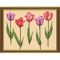Рисунок на ткани для вышивания бисером "Тюльпаны"