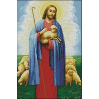 Схема на канве для вышивания нитками  Христос Добрый Пастырь