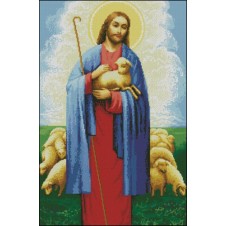 Схема на канве для вышивания нитками  Христос Добрый Пастырь