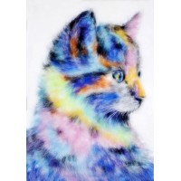 Картина шерстью "Радужный котёнок"
