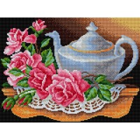 Картина стразами Чайник с розами V-21