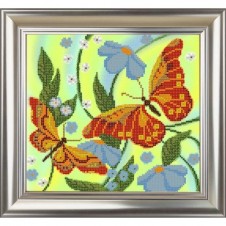 Рисунок на ткани для вышивания бисером "Бабочки"