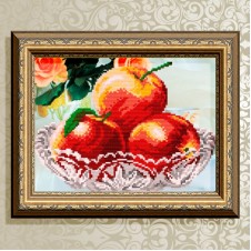 Авторская канва для вышивки бисером (© ArtSolo)  «В хрустале. Яблоки»